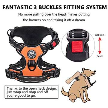 PoyPet No Pull Dog Harness, No Choke Front Clip Dog Reflective Harness, Adjustable Soft Padded Pet V...