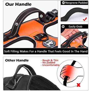 PoyPet No Pull Dog Harness, No Choke Front Clip Dog Reflective Harness, Adjustable Soft Padded Pet Vest with Easy Control Handle for Small to Large Dogs(Orange,S)