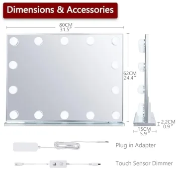 Hollywood Vanity Mirror with Dimmable Lights and Color Modes