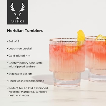 Viski Meridian Lowball Glasses Set - Elegant Cocktail Tumblers