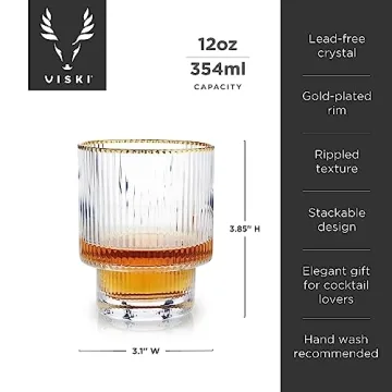 Viski Meridian Lowball Glasses Set - Elegant Cocktail Tumblers