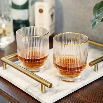Viski Meridian Lowball Glasses Set - Elegant Cocktail Tumblers