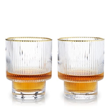 Viski Meridian Lowball Glasses Set - Elegant Cocktail Tumblers