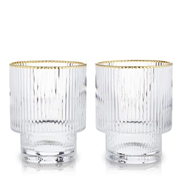 Viski Meridian Lowball Glasses Set - Elegant Cocktail Tumblers
