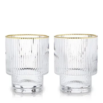 Viski Meridian Lowball Glasses Set - Elegant Cocktail Tumblers