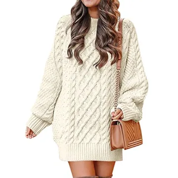 ANRABESS Women’s Oversized Cable Knit Sweater Dress - Trendy Fall Outfit