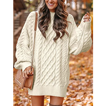 Oversized Cable Knit Sweater Dress for Women
