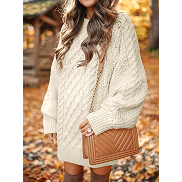 Oversized Cable Knit Sweater Dress for Women