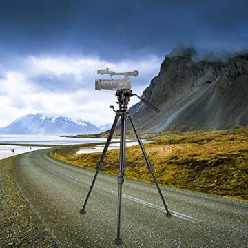 Video Tripod with Fluid Head, Kamisafe VT-1500 Heavy Duty Tripod Camera Stand Fluid Head Tripod for Video Camera DSLR Camcorder Nikon Canon Sony with Carry Bag, Extends to 65", Max Load 22 lbs