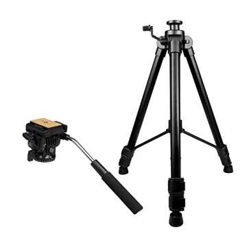Video Tripod with Fluid Head, Kamisafe VT-1500 Heavy Duty Tripod Camera Stand Fluid Head Tripod for Video Camera DSLR Camcorder Nikon Canon Sony with Carry Bag, Extends to 65", Max Load 22 lbs
