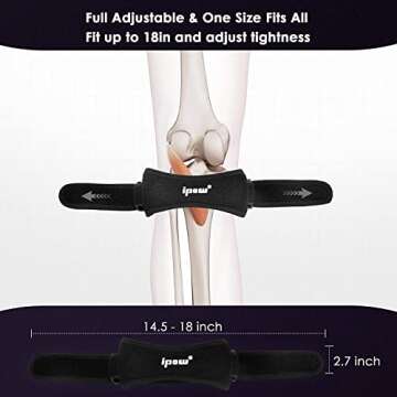 IPOW 2 Pack Knee Pain Relief & Patella Stabilizer Knee Strap Brace Support for Hiking, Soccer, Basketball, Running, Jumpers Knee, Tennis, Tendonitis, Volleyball & Squats, Black