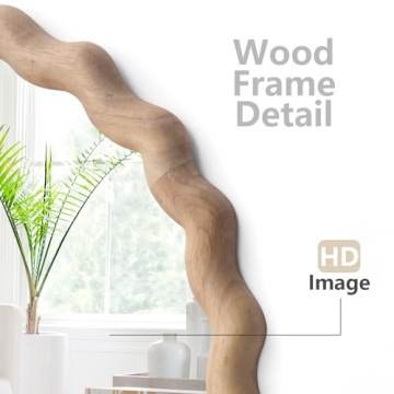 24" Wood Round Farmhouse Mirror - Modern Bathroom Decor