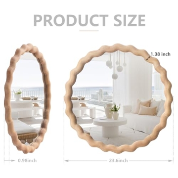 24" Wood Round Farmhouse Mirror - Modern Bathroom Decor