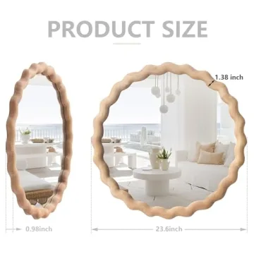 24" Wood Round Farmhouse Mirror - Modern Bathroom Decor
