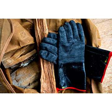 G & F Premium Leather BBQ Gloves - Heat & Fire Resistant, Ideal for Grilling, Gardening, Animal Hand...