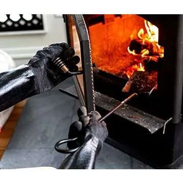 G & F Premium Leather BBQ Gloves - Heat & Fire Resistant