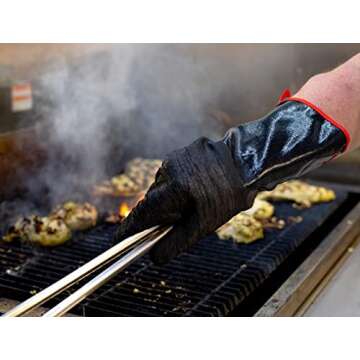 G & F Premium Leather BBQ Gloves - Heat & Fire Resistant
