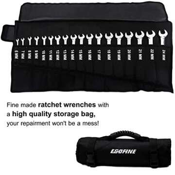 Egofine 18pc Metric Wrench Set - Durable & Versatile Ratcheting Tools with Storage Bag