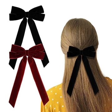 Velvet Bow Hair Ties, Classy Women Girls Hair Styling Accessories, Gift Hair Bows Cute Hair Clips fo...