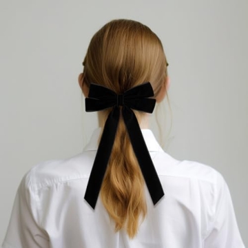Velvet Bow Hair Ties, Classy Women Girls Hair Styling Accessories, Gift Hair Bows Cute Hair Clips for Mom Teen Toddler Girl Stuff, Long Tail Headdress Decor, Back to School Outfits, Black and Wine Red