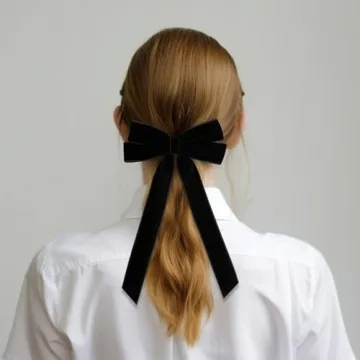 Velvet Bow Hair Ties, Classy Women Girls Hair Styling Accessories, Gift Hair Bows Cute Hair Clips for Mom Teen Toddler Girl Stuff, Long Tail Headdress Decor, Back to School Outfits, Black and Wine Red