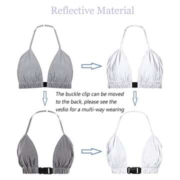 Mocure Womens Holographic Metallic Reflective Crop Tops V-Neck Sleeveless Trendy Buckle Halter Top Rave Festival Concert Tank Top