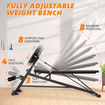 OPPSDECOR Adjustable Weight Bench with Hyper Back Extension and Roman Chair for Full Body Workouts