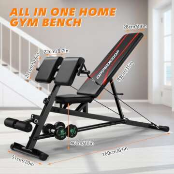 OPPSDECOR Adjustable 900LBS Weight Bench for All Workouts