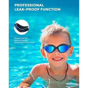 OMID Kids Swim Goggles, P2mini Polarized Swimming Goggles Comfortable for Age 6-14