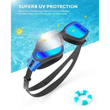 OMID Kids Swim Goggles, P2mini Polarized Swimming Goggles Comfortable for Age 6-14