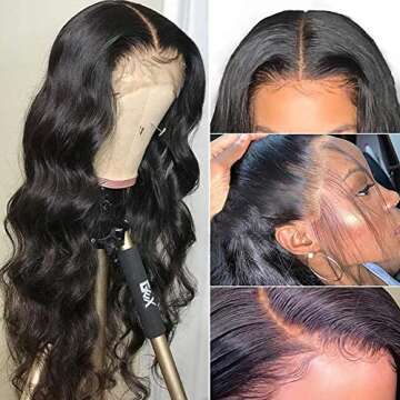 GRACE PLUS 5x5 HD Lace Closure Wigs Human Hair 180% Density Body Wave Lace Front Wigs Human Hair for Women Pre Plucked with Baby Hair Full Lace Closure Wigs Soft and Smooth Natural Color (22 Inch)