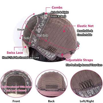 GRACE PLUS 5x5 HD Lace Closure Wigs Human Hair 180% Density Body Wave Lace Front Wigs Human Hair for Women Pre Plucked with Baby Hair Full Lace Closure Wigs Soft and Smooth Natural Color (22 Inch)