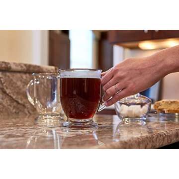 Anchor Hocking Glass 16 Ounce Cafe Mug, Set of 4 - Clear, Durable & Elegant