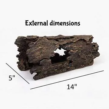 Lizard, Snake or Reptile Hide. XL Large 14" Hollow Log for Aquarium or Fish Tank. Bearded Dragon or ...