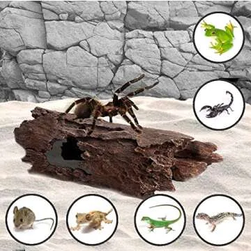 Lizard, Snake or Reptile Hide. XL Large 14" Hollow Log for Aquarium or Fish Tank. Bearded Dragon or Gecko Tank Accessories. Natural Looking Basking Platform, Shrimp or Betta Fish Hideout