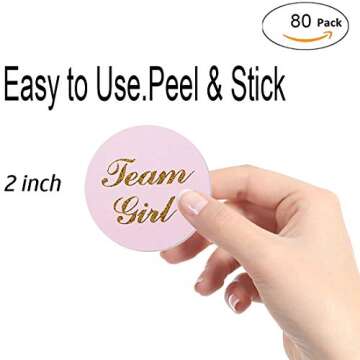 MAGJUCHE 80-Pack, 2” Gold Gender Reveal Stickers, Team boy and Team Girl Baby Shower Sticker Label...