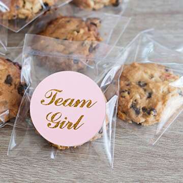MAGJUCHE 80-Pack, 2” Gold Gender Reveal Stickers, Team boy and Team Girl Baby Shower Sticker Labels