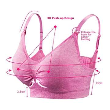 Surewin Womens Seamless Nursing Bra Breastfeeding Bralette with Remove Bra Pads Extenders