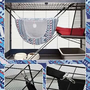 Unittype 2 Pieces Cat Cage Hammock Hanging Pet Bed Double Layer Soft Plush Hanging Pet Bed Comfortable Hammock Bed for Indoor Kitten Cats Ferret Hamster Rabbit or Small Animals, 2 Styles (Boho)