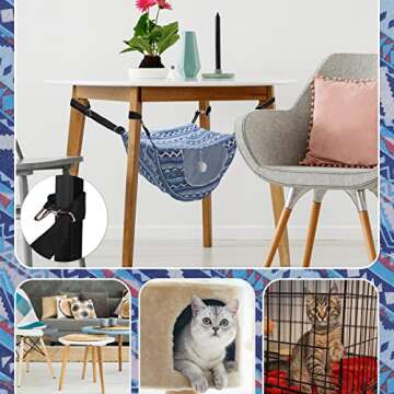 Unittype 2 Pieces Cat Cage Hammock Hanging Pet Bed Double Layer Soft Plush Hanging Pet Bed Comfortable Hammock Bed for Indoor Kitten Cats Ferret Hamster Rabbit or Small Animals, 2 Styles (Boho)