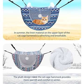 Unittype 2 Pieces Cat Cage Hammock Hanging Pet Bed Double Layer Soft Plush Hanging Pet Bed Comfortable Hammock Bed for Indoor Kitten Cats Ferret Hamster Rabbit or Small Animals, 2 Styles (Boho)