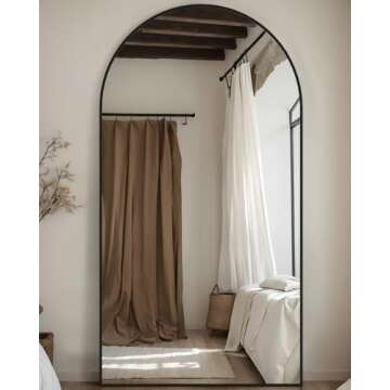 LadyNow Full Length Mirror, 76"x34" Arched Floor Mirror Freestanding, Floor Standing Mirror Full Bod...