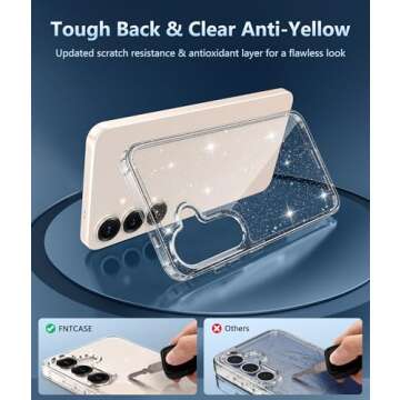 FNTCASE for Samsung Galaxy S25-Plus Case: S24-Plus Bling Sparkle Clear Military Grade Drop Protection Anti Yellowing Glitter Cell Phone Cover - Rugged Shockproof Protective Bumper Transparent Cases