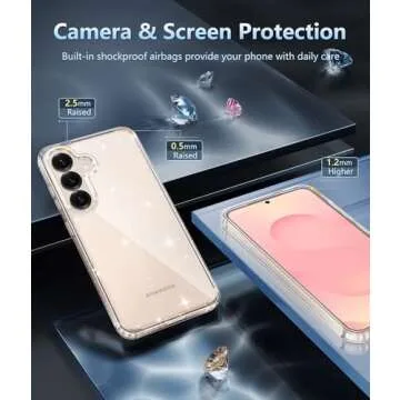 FNTCASE for Samsung Galaxy S25-Plus Case: S24-Plus Bling Sparkle Clear Military Grade Drop Protection Anti Yellowing Glitter Cell Phone Cover - Rugged Shockproof Protective Bumper Transparent Cases