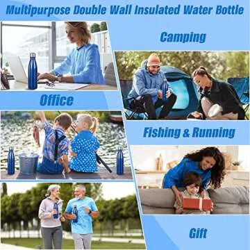 Sfee Insulated Water Bottle, 17 oz Stainless Steel Water Bottles, Double Wall Vacuum Reusable Water Bottles Leak Proof BPA-FREE Sports Bottle Cup Keep Hot&Cold for Running Gym Workout Cycling Kids