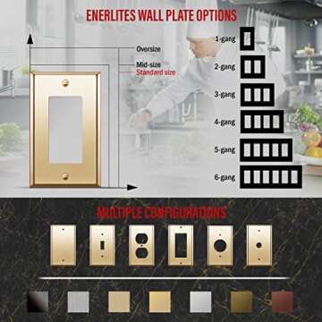ENERLITES Polished Brass Wall Plates - 10 Pack of 1-Gang Styles