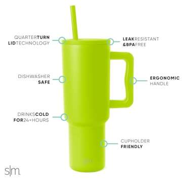 Simple Modern 40 oz Tumbler with Handle and Straw Lid | Insulated Cup Reusable Stainless Steel Water...