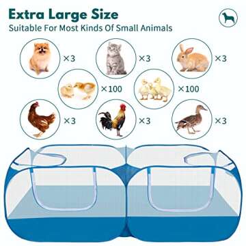 Small Pet Animals Playpen, Cage Tent Enclosure Large Chicken Run Coop with Breathable Transparent Me...