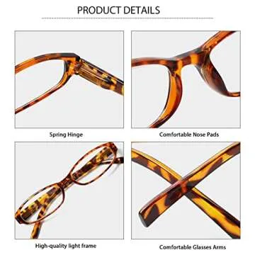Kerecsen 5 Pack Stylish Reading Glasses for Women