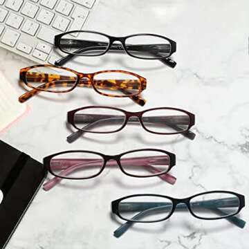 Kerecsen 5 Pack Reading Glasses for Women Fashion Readers Ladies with Spring Hinge Eyeglasses (5 mixed colors, 1.25, multiplier_x)